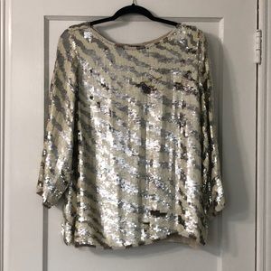 Vintage Sequined Zebra Print Top